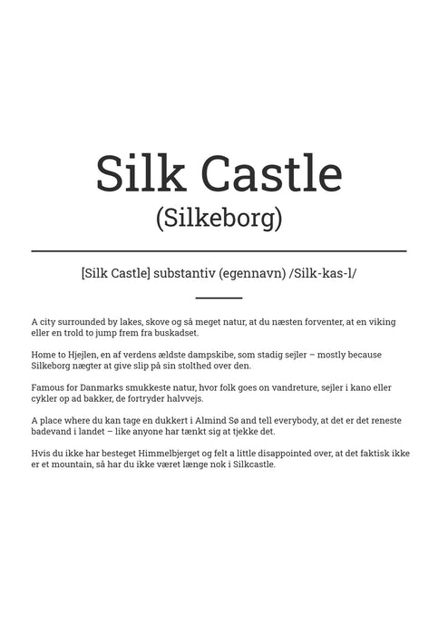 Sjov byplakat – Silkeborg på engelsk Plakana