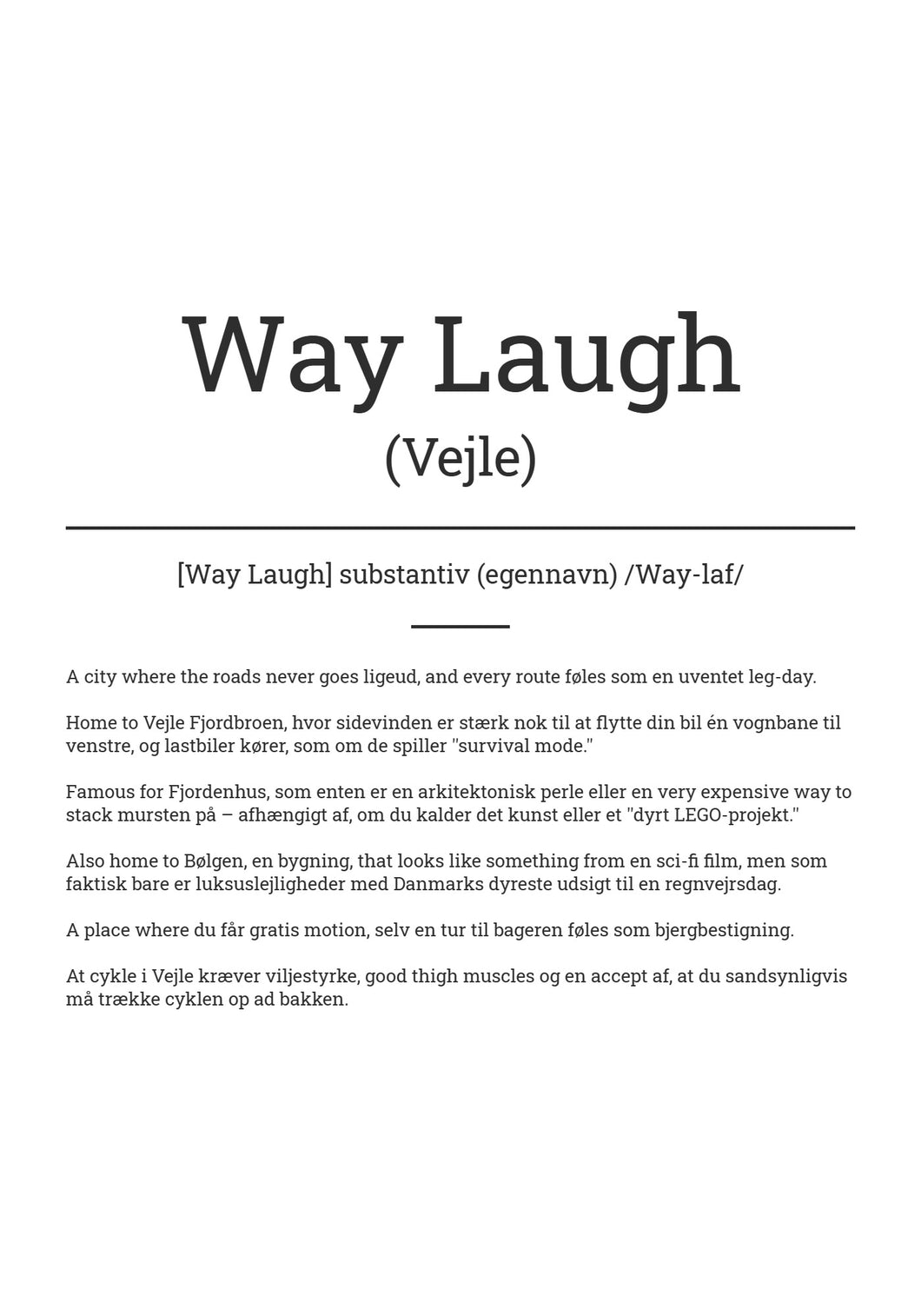 Sjov byplakat – Vejle på engelsk Plakana