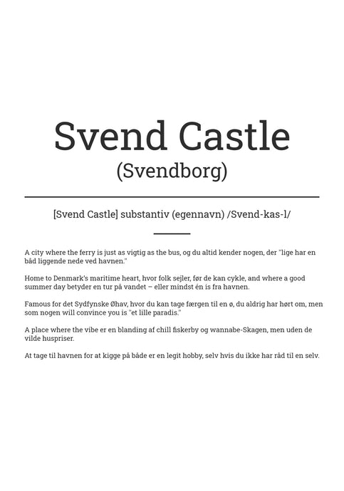 Sjov byplakat – Svendborg på engelsk Plakana