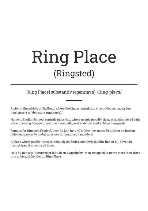 Sjov byplakat – Ringsted på engelsk Plakana