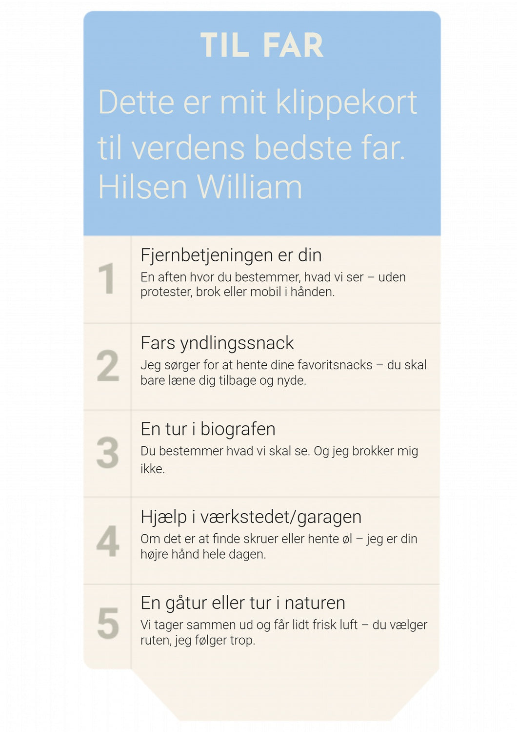 Klippekort til fars dag Plakana