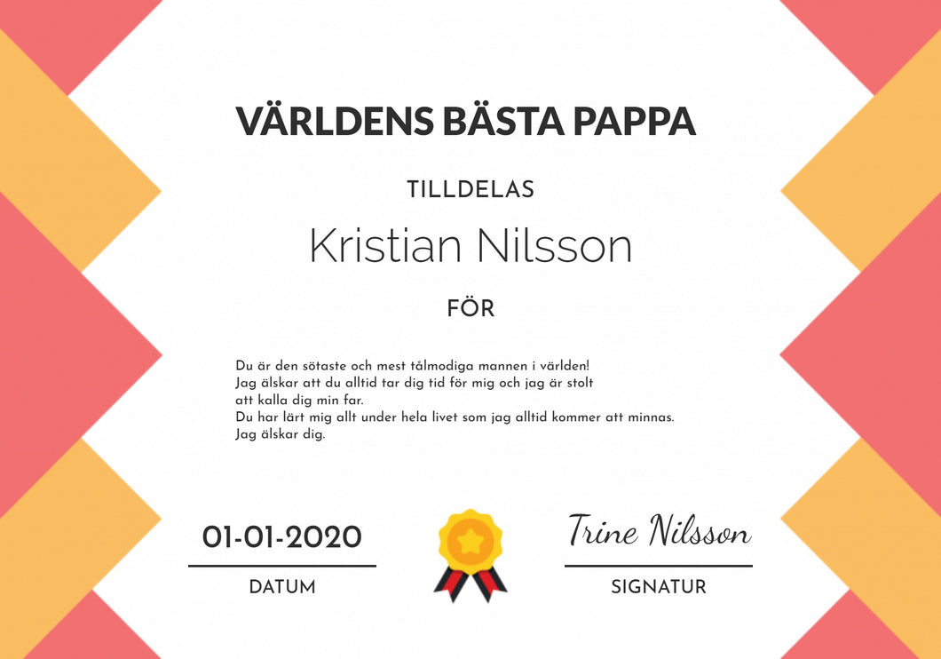 Diplom - Världens bästa... Plakana SE