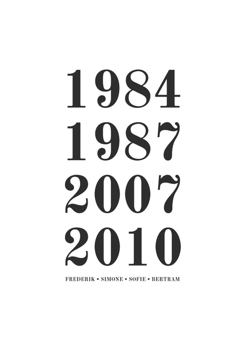 Familieplakat - 4 årstal Plakana