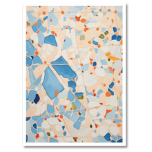 Indlæs billede til gallerivisning Blå Mosaik Plakat Plakana 21x30 cm (A4) Hvid Egetræ
