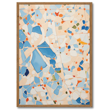 Indlæs billede til gallerivisning Blå Mosaik Plakat Plakana 21x30 cm (A4) Mørk egetræ
