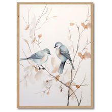 Indlæs billede til gallerivisning Blue Birds Plakat Plakana 21x30 cm (A4) Egetræ
