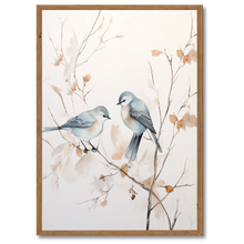 Indlæs billede til gallerivisning Blue Birds Plakat Plakana 21x30 cm (A4) Mørk egetræ
