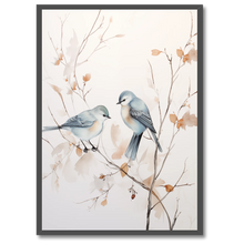 Indlæs billede til gallerivisning Blue Birds Plakat Plakana 21x30 cm (A4) Sort egetræ
