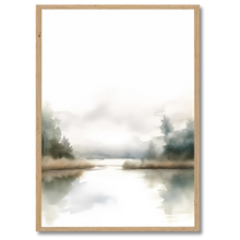 Indlæs billede til gallerivisning Forest Lake Serenity Plakat Plakana 21x30 cm (A4) Egetræ
