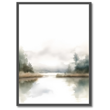 Indlæs billede til gallerivisning Forest Lake Serenity Plakat Plakana 21x30 cm (A4) Sort egetræ

