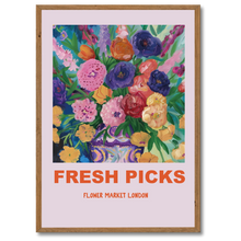 Indlæs billede til gallerivisning Fresh Picks - London Plakat Plakana 21x30 cm (A4) Mørk egetræ
