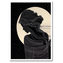 Indlæs billede til gallerivisning Night Silhouettes Plakat Plakana 21x30 cm (A4) Hvid Egetræ
