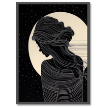 Indlæs billede til gallerivisning Night Silhouettes Plakat Plakana 21x30 cm (A4) Sort egetræ
