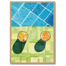 Indlæs billede til gallerivisning Poolside Lemons Plakat Plakana 21x30 cm (A4) Egetræ
