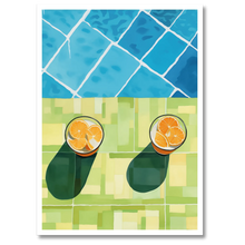 Indlæs billede til gallerivisning Poolside Lemons Plakat Plakana 21x30 cm (A4) Hvid Egetræ
