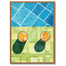 Indlæs billede til gallerivisning Poolside Lemons Plakat Plakana 21x30 cm (A4) Mørk egetræ
