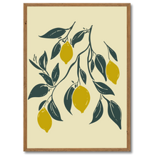 Indlæs billede til gallerivisning Yellow Lemon Plakat Plakana 21x30 cm (A4) Mørk egetræ
