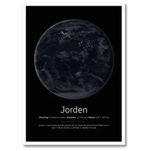 Indlæs billede til gallerivisning Jorden Plakat (natversion) Plakana 21x30 cm (A4) Hvid Egetræ
