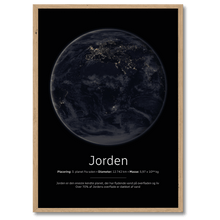 Indlæs billede til gallerivisning Jorden Plakat (natversion) Plakana 21x30 cm (A4) Egetræ
