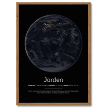 Indlæs billede til gallerivisning Jorden Plakat (natversion) Plakana 21x30 cm (A4) Mørk egetræ
