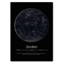 Indlæs billede til gallerivisning Jorden Poster (nattversion) Plakana 21x30 cm (A4) Ingen ramme
