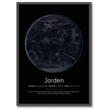 Indlæs billede til gallerivisning Jorden Plakat (natversion) Plakana 21x30 cm (A4) Sort egetræ
