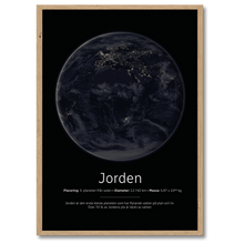 Indlæs billede til gallerivisning Jorden Poster (nattversion) Plakana 21x30 cm (A4) Egetræ
