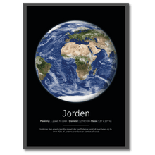 Indlæs billede til gallerivisning Jorden Plakat Plakana 21x30 cm (A4) Sort egetræ
