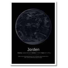 Indlæs billede til gallerivisning Jorden Poster (nattversion) Plakana 21x30 cm (A4) Hvid Egetræ
