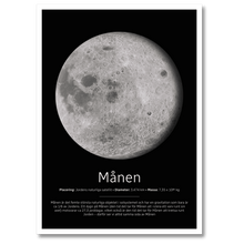 Indlæs billede til gallerivisning Måne Poster Plakana 21x30 cm (A4) Hvid Egetræ
