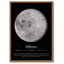 Indlæs billede til gallerivisning Måne Poster Plakana 21x30 cm (A4) Mørk egetræ
