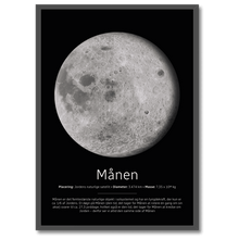 Indlæs billede til gallerivisning Månen Plakat Plakana 21x30 cm (A4) Sort egetræ
