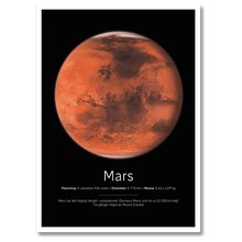 Indlæs billede til gallerivisning Mars Poster Plakana 21x30 cm (A4) Hvid Egetræ
