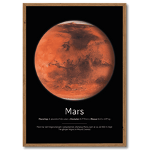 Indlæs billede til gallerivisning Mars Poster Plakana 21x30 cm (A4) Mørk egetræ
