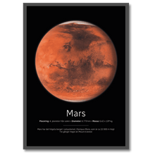 Indlæs billede til gallerivisning Mars Poster Plakana 21x30 cm (A4) Sort egetræ
